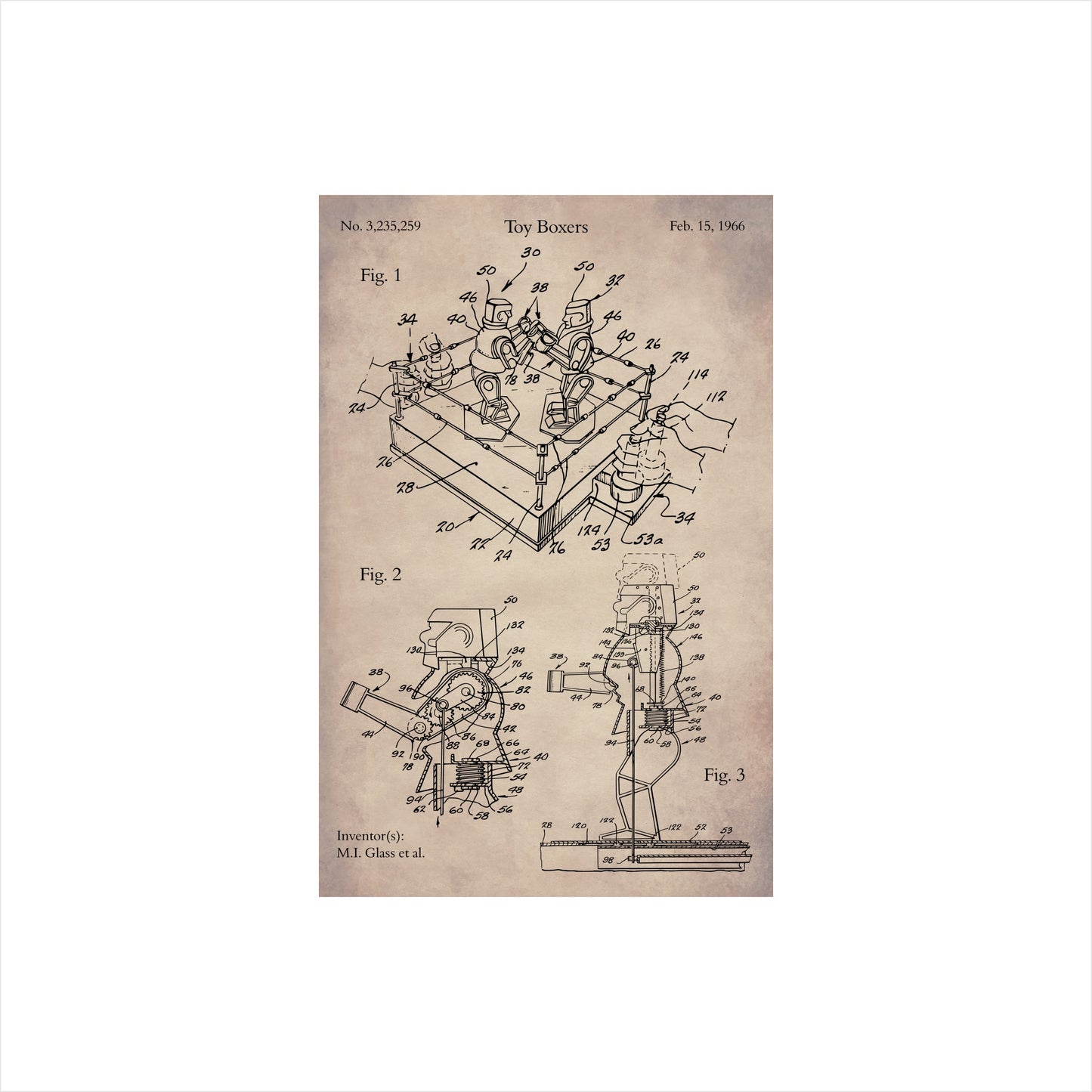 Retro Toy Boxers Rock 'Em Sock 'Em Robots Patent Art Print