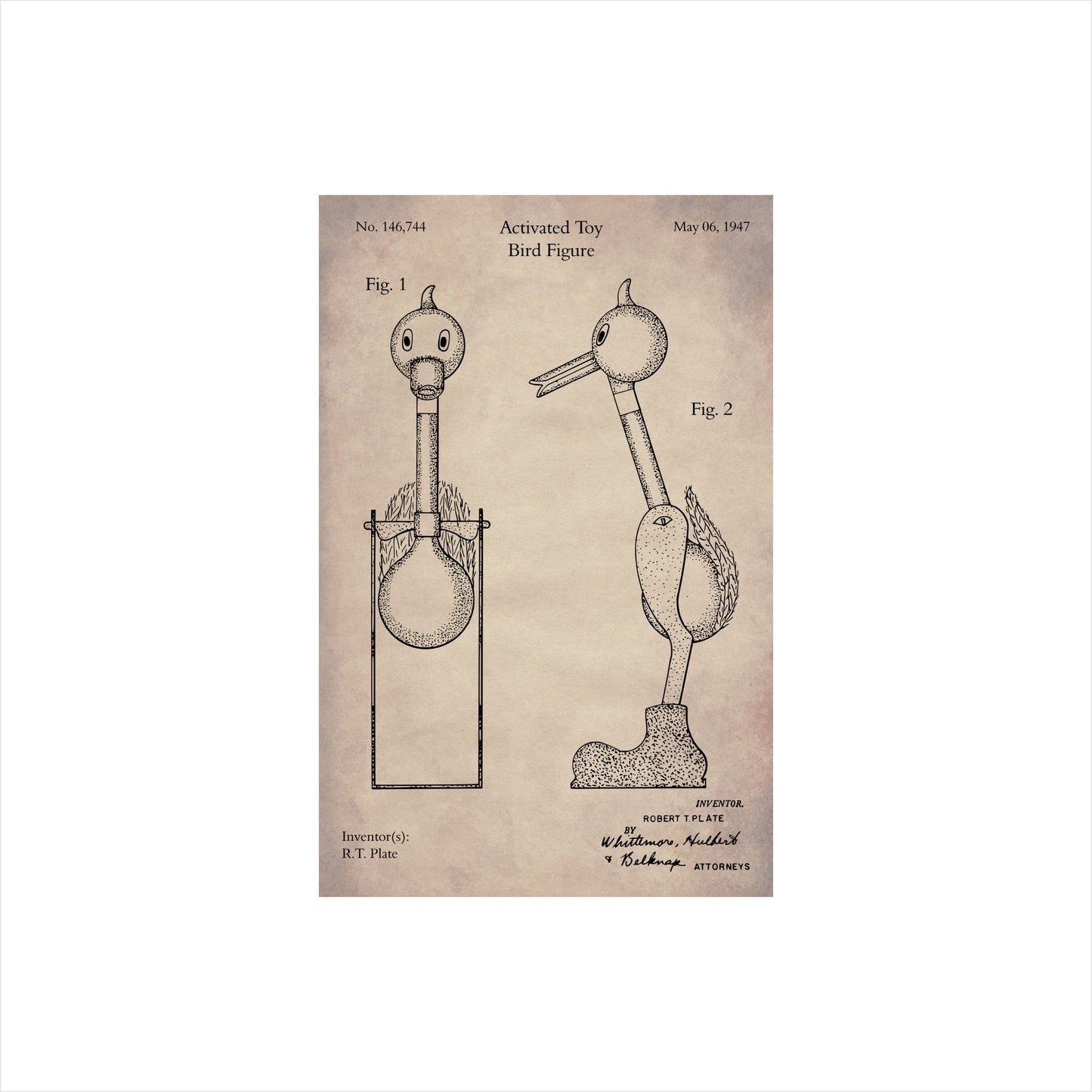 Retro Toy Bird Patent Art Print