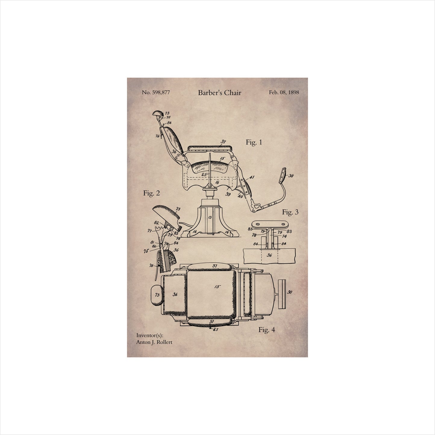 Barber's Chair Patent Art Print