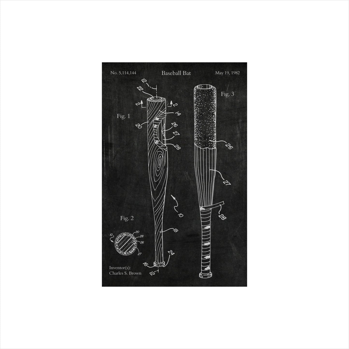 Baseball Bat Patent Art Print
