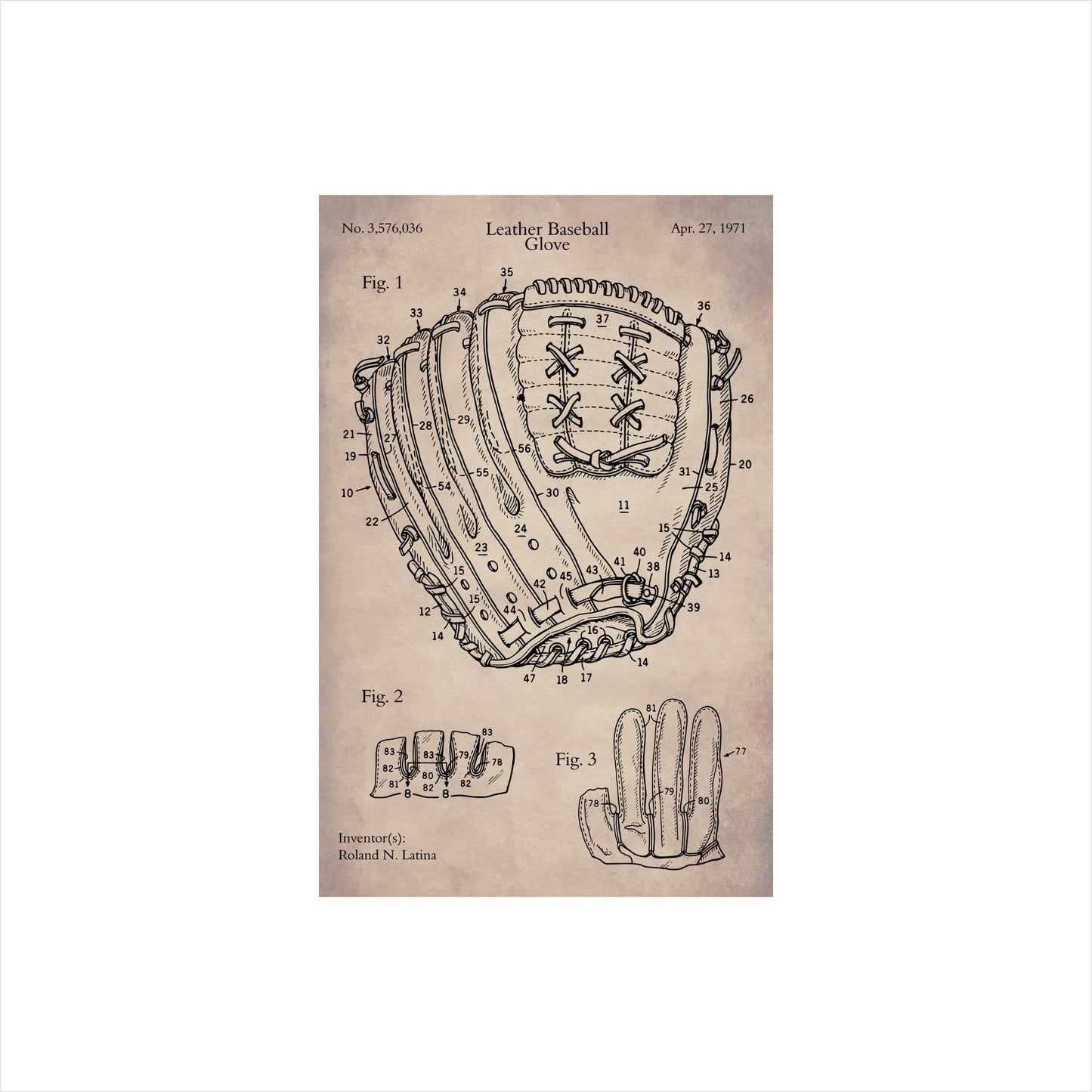 Baseball Glove Patent Art Print