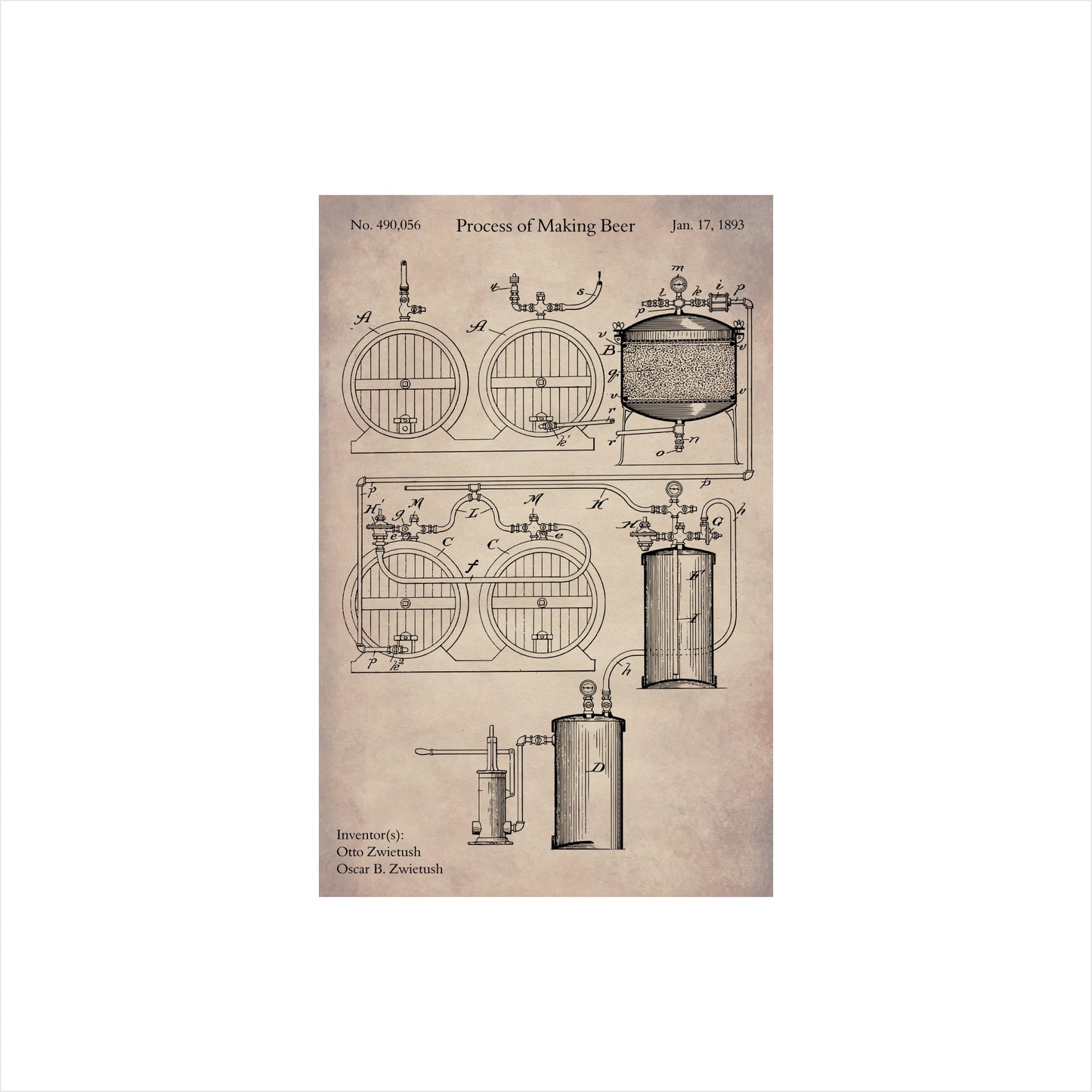 Beer Making Process Patent Art Print
