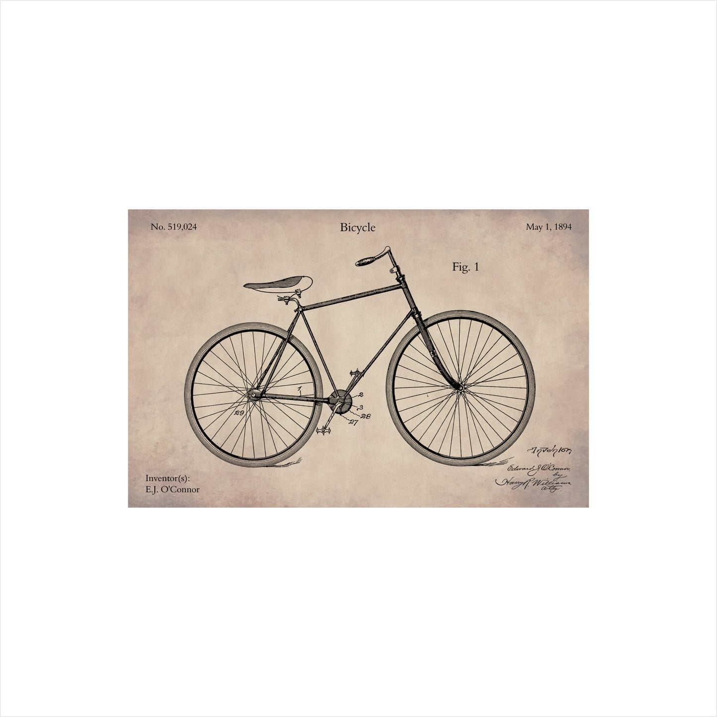 1894 Bicycle Patent Art Print
