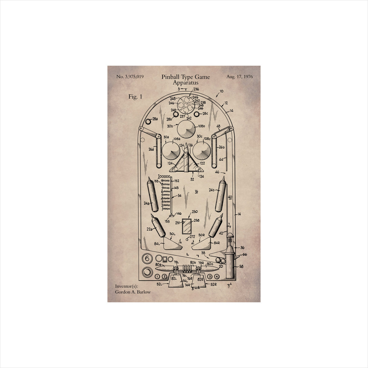 Pinball Machine Patent Art Print – Art East