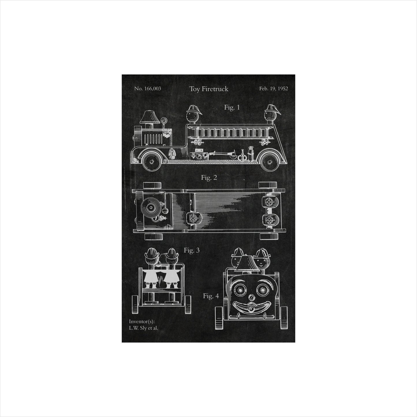 Retro Toy Firetruck Patent Art Print