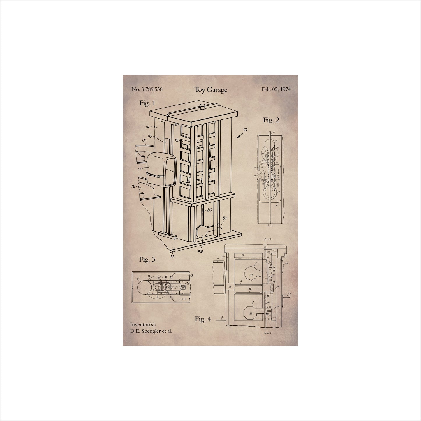 Retro Toy Garage Patent Art Print
