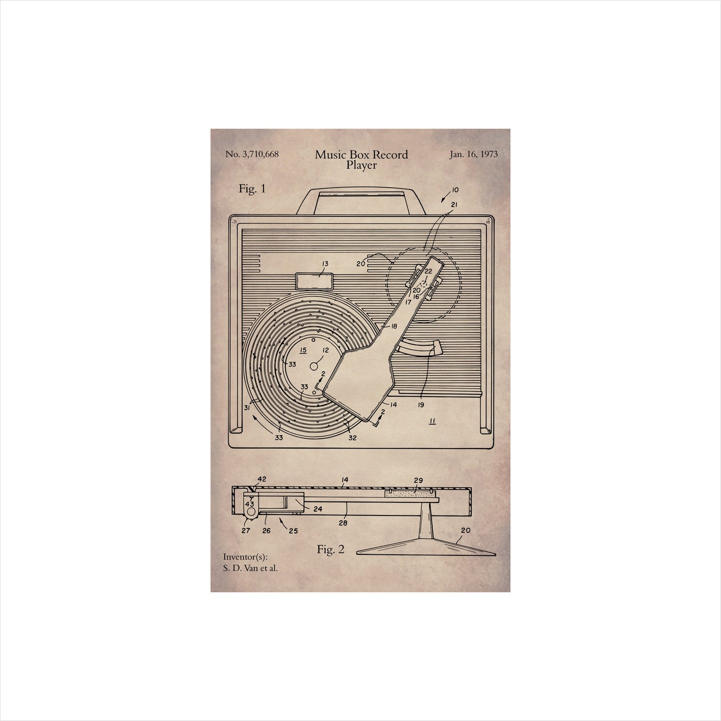 Retro Toy Record Player Patent Art Print