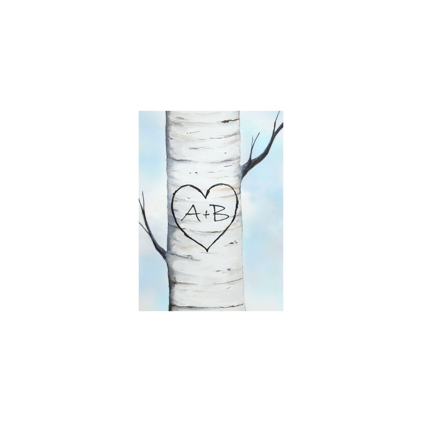 Personalized Carved Birch Tree Print