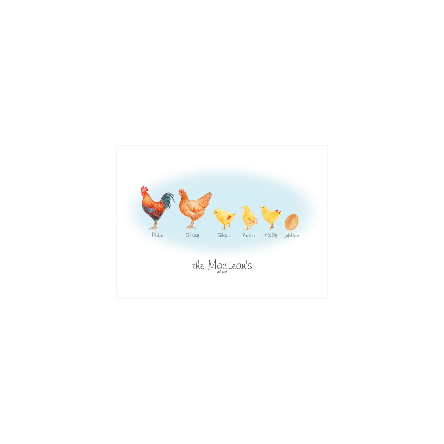 Personalized Chicken Family Print